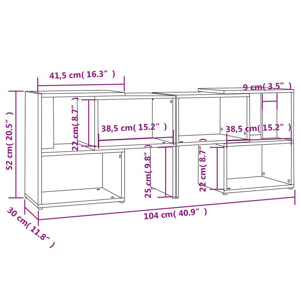 vidaXL tv-bord 104x30x52 cm konstrueret træ grå højglans