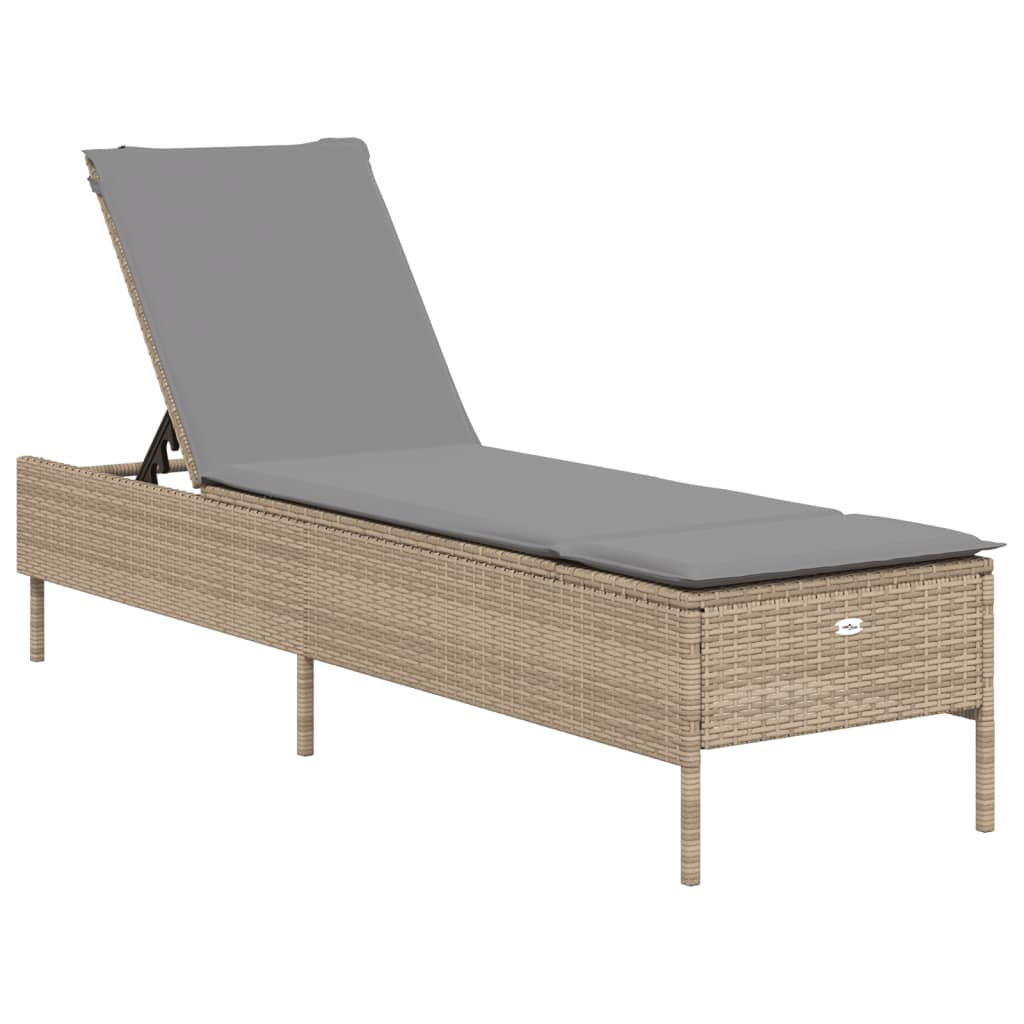 vidaXL liggestol med hynde polyrattan beige