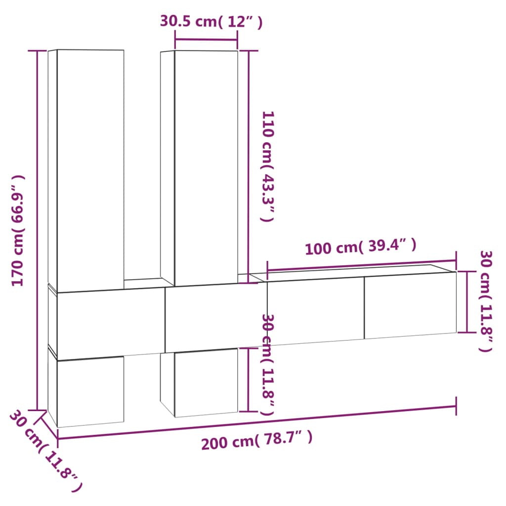 vidaXL væghængt tv-bord 37x37x72 cm konstrueret træ grå sonoma-eg