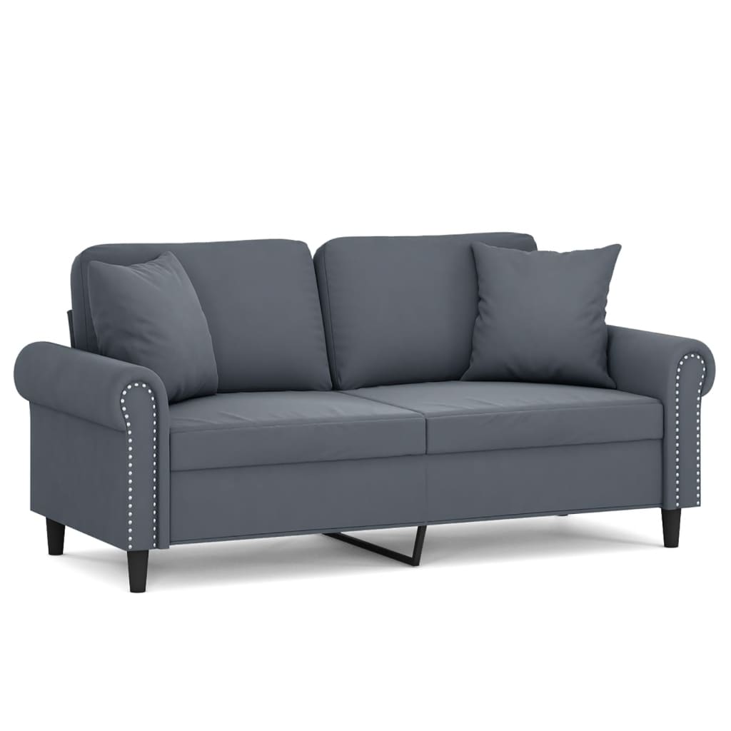 vidaXL 2-personers sofa med pyntepuder 140 cm velour mørkegrå