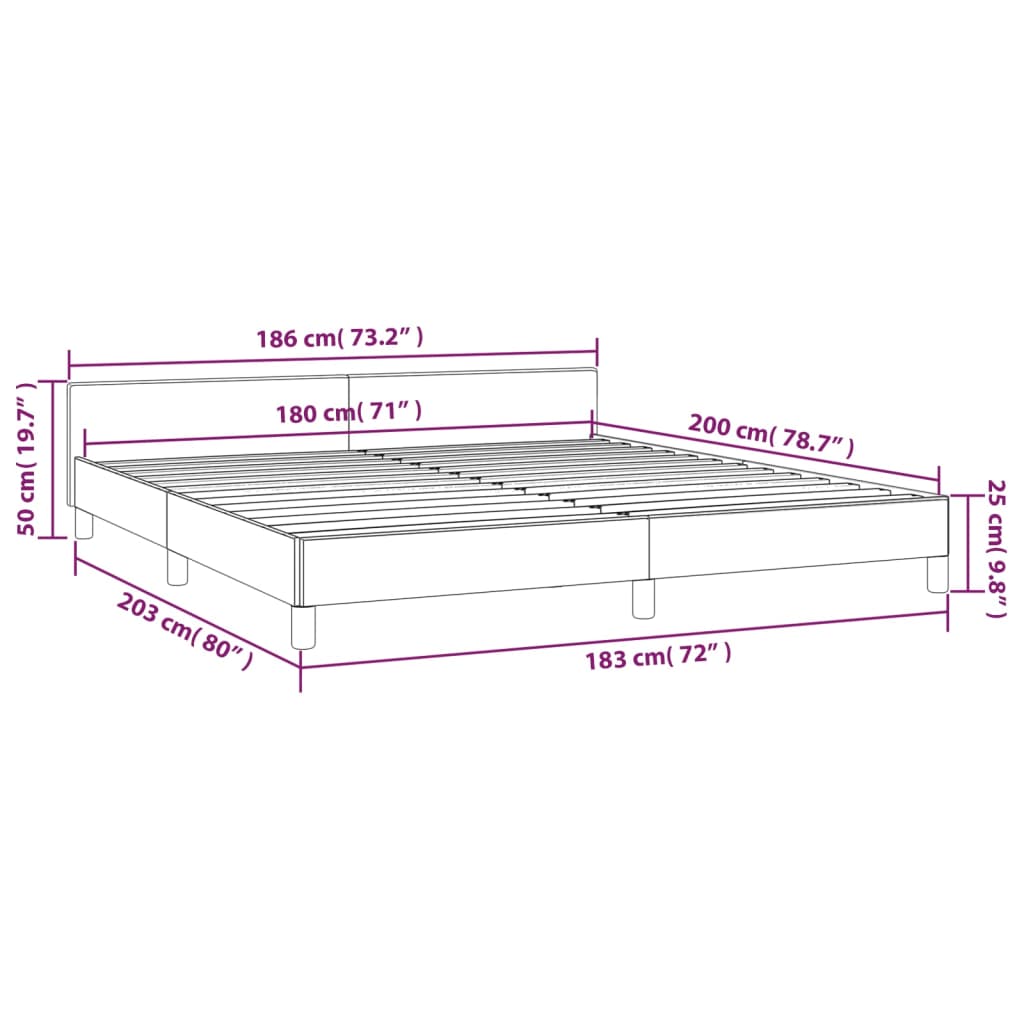 vidaXL sengeramme med sengegavl 180x200 cm stof blå