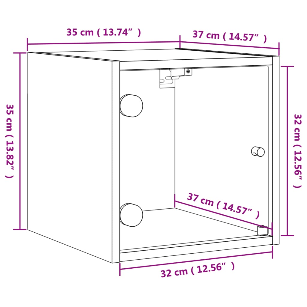 vidaXL sengeborde 2 stk. med glaslåger 35x37x35 cm betongrå