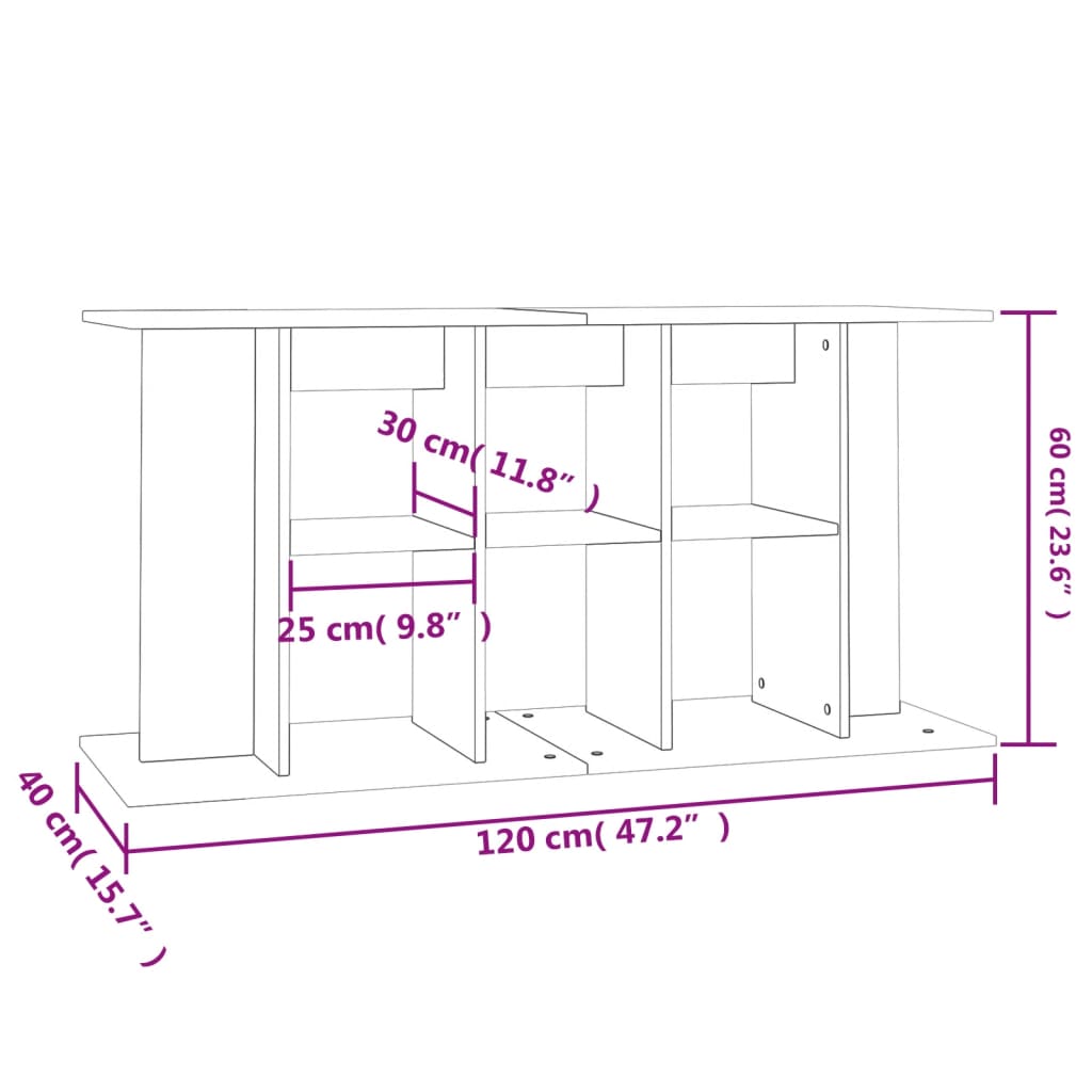 vidaXL akvariebord 120x40x60 cm konstrueret træ hvid højglans