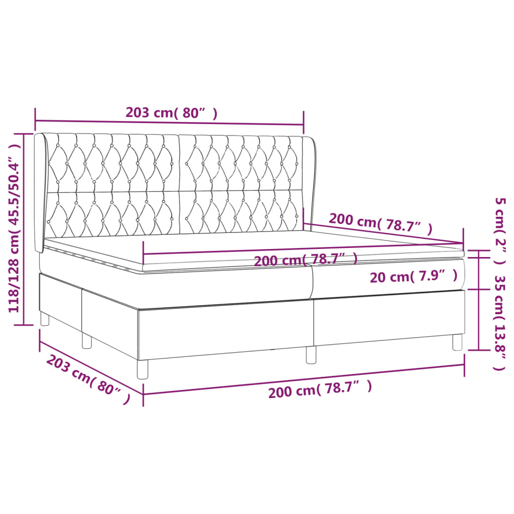 vidaXL kontinentalseng med madras 200x200 cm fløjl lyserød