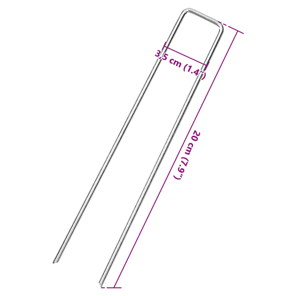 vidaXL jordpløkker 25 stk. U-facon 20x3,5 cm galvaniseret stål