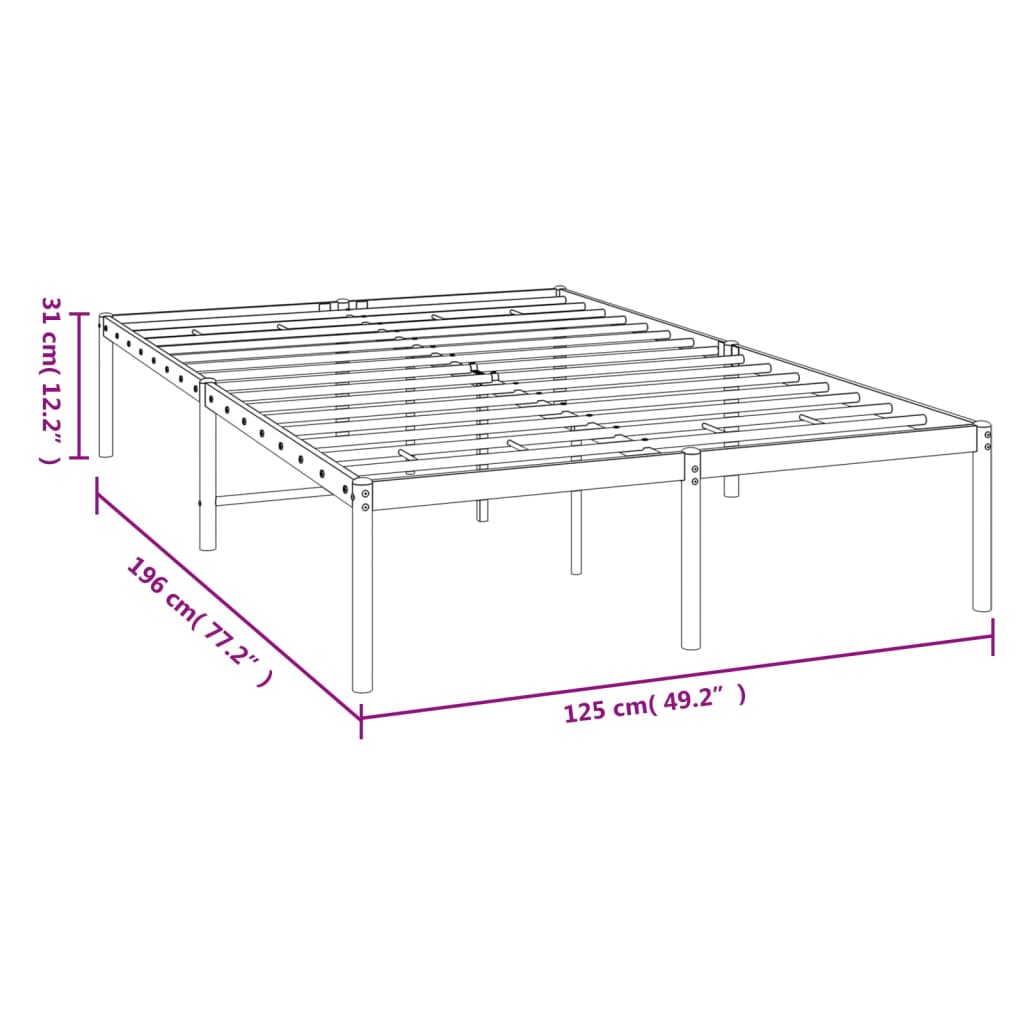 vidaXL sengeramme 120x190 cm metal sort