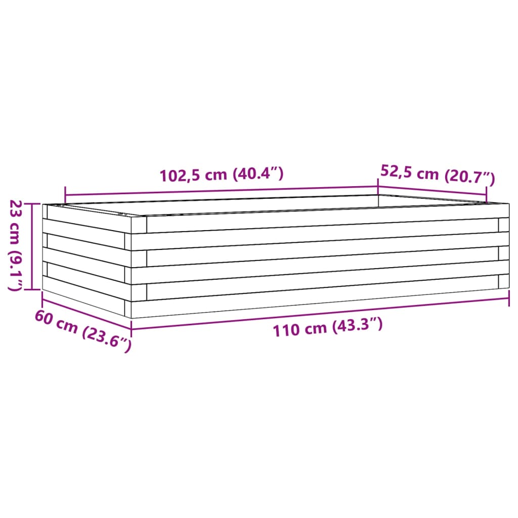 vidaXL plantekasse 110x60x23 cm massivt fyrretræ