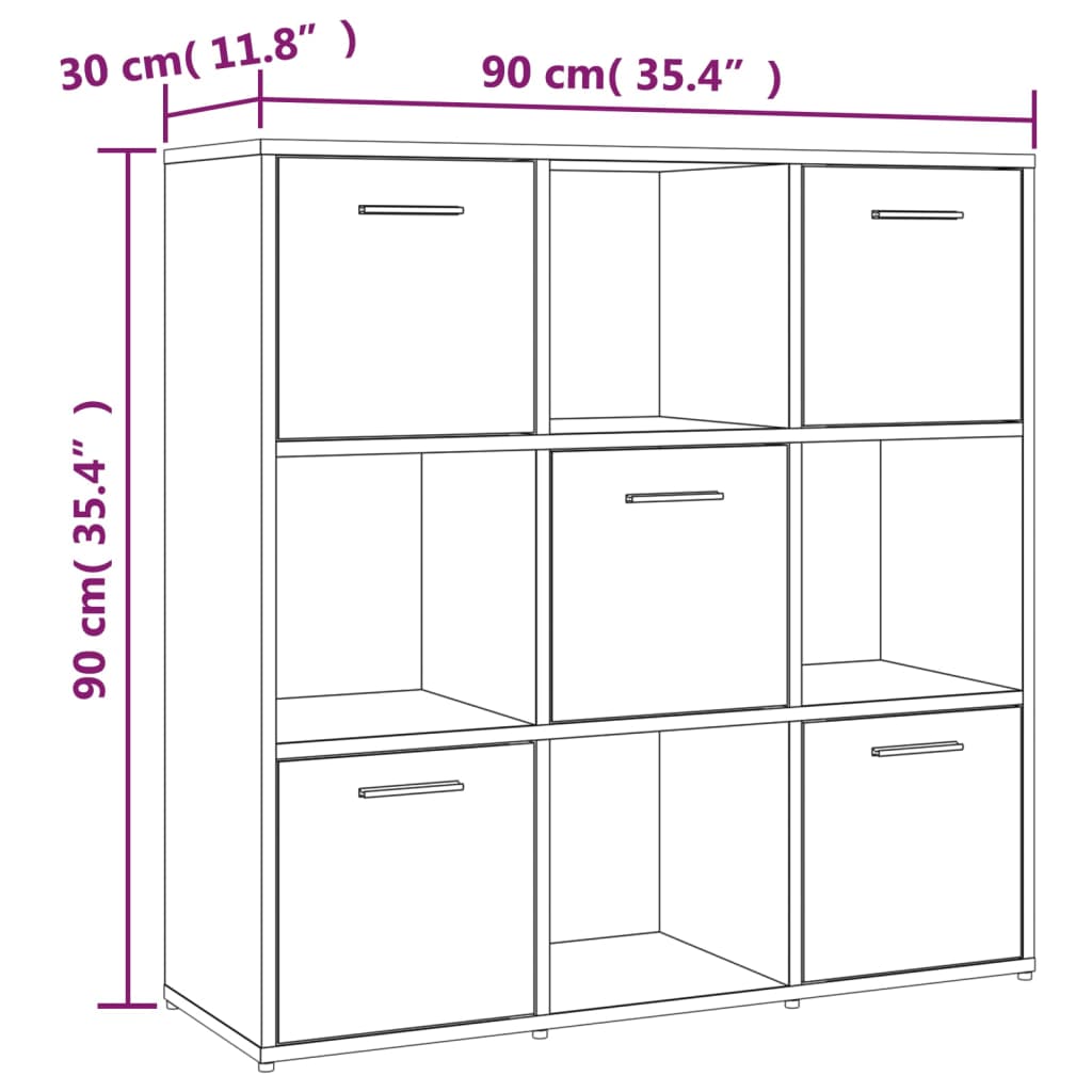 vidaXL bogreol 90x30x90 cm konstrueret træ røget egetræ