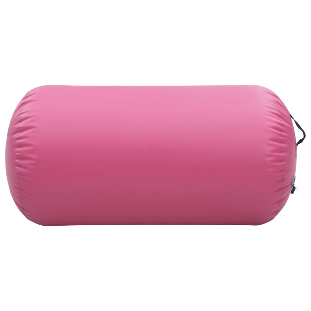 vidaXL oppustelig gymnastikrulle med pumpe 120x75 cm PVC lyserød