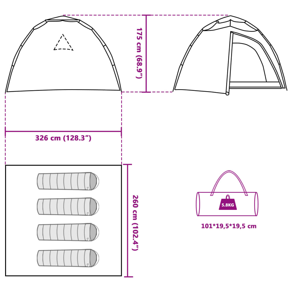 vidaXL 4-personers campingtelt quick-release blå