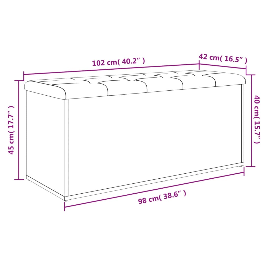 vidaXL opbevaringsbænk 102x42x45 cm konstrueret træ grå sonoma-eg