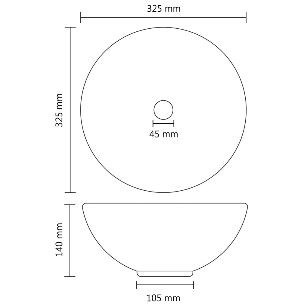 vidaXL luksuriøs håndvask 32,5x14 cm rund keramisk mat lyserød