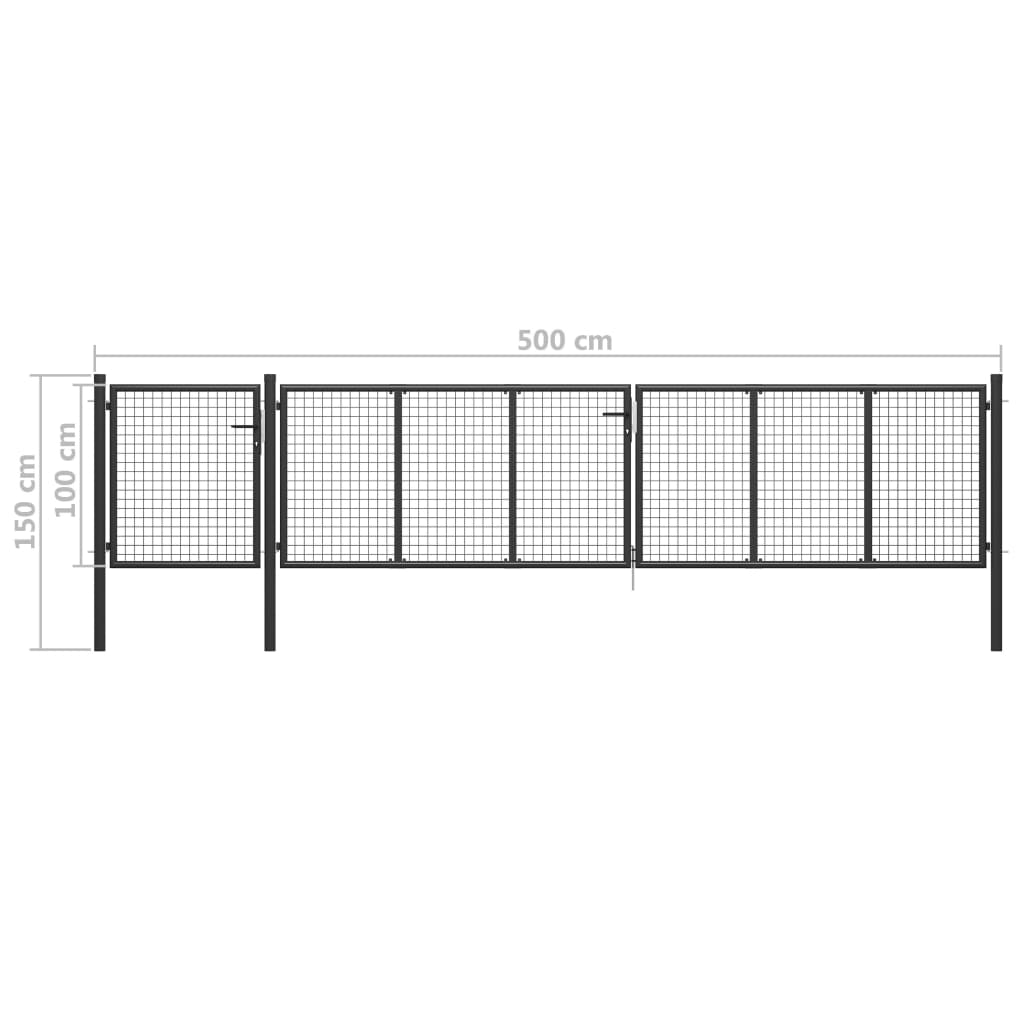 vidaXL havelåge 500 x 100 cm stål antracitgrå