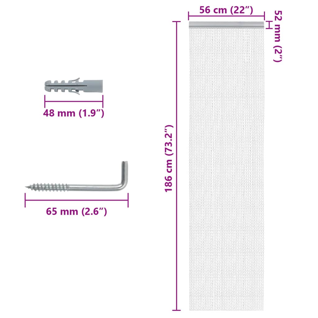 vidaXL insektskærm til dør 56x186 cm aluminium