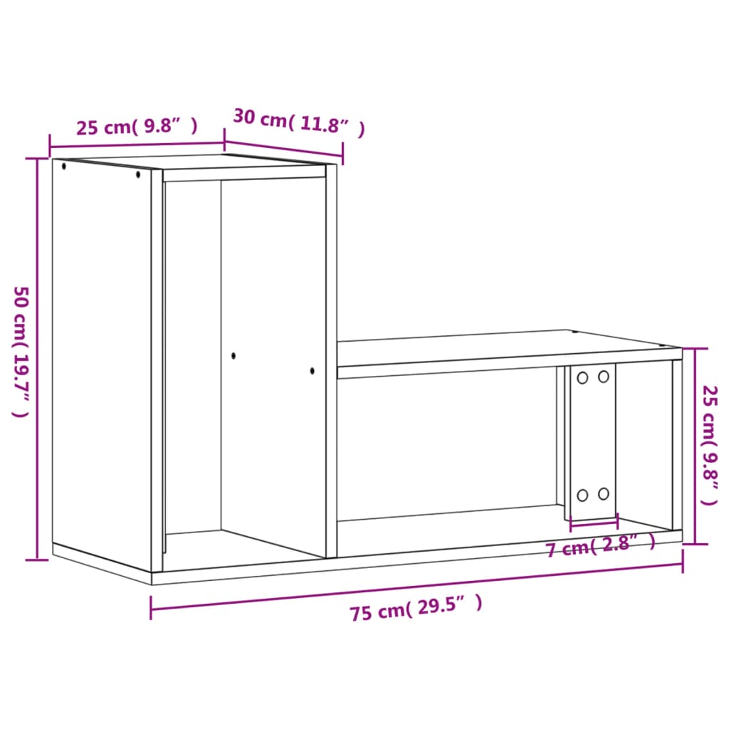 vidaXL tv-borde 2 stk. 75x30x50 cm konstrueret træ grå sonoma-eg