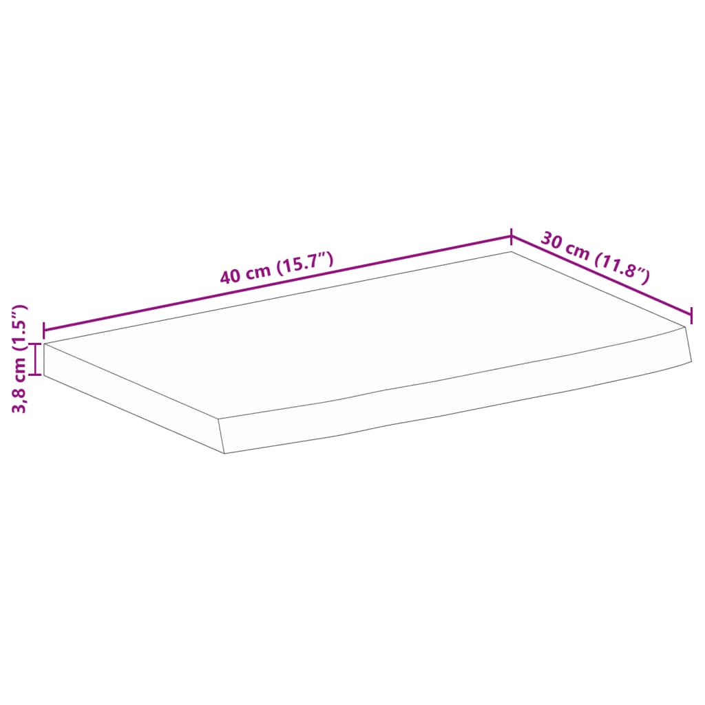 vidaXL bordplade 40x30x3,8 cm naturlig kant massivt mangotræ