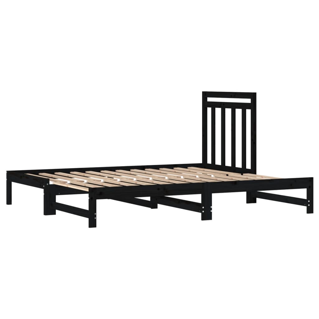 vidaXL daybed med udtræk 2x(90x200) cm massivt fyrretræ sort