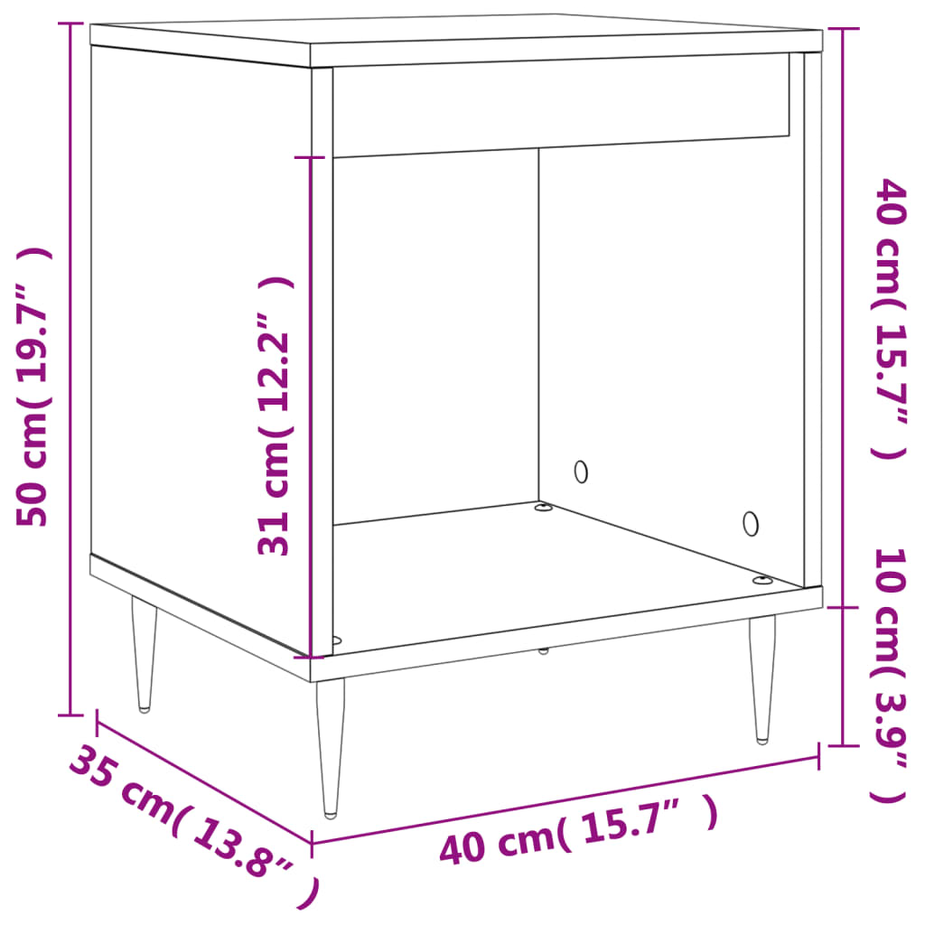 vidaXL sengeborde 2 stk. 40x35x50 cm konstrueret træ hvid