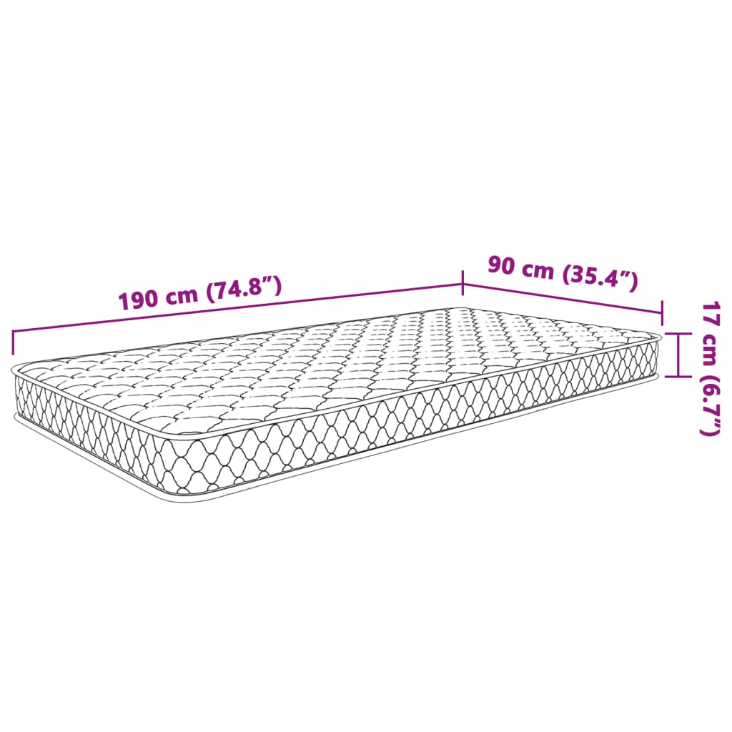 vidaXL madras 90x190x17 cm memoryskum hvid