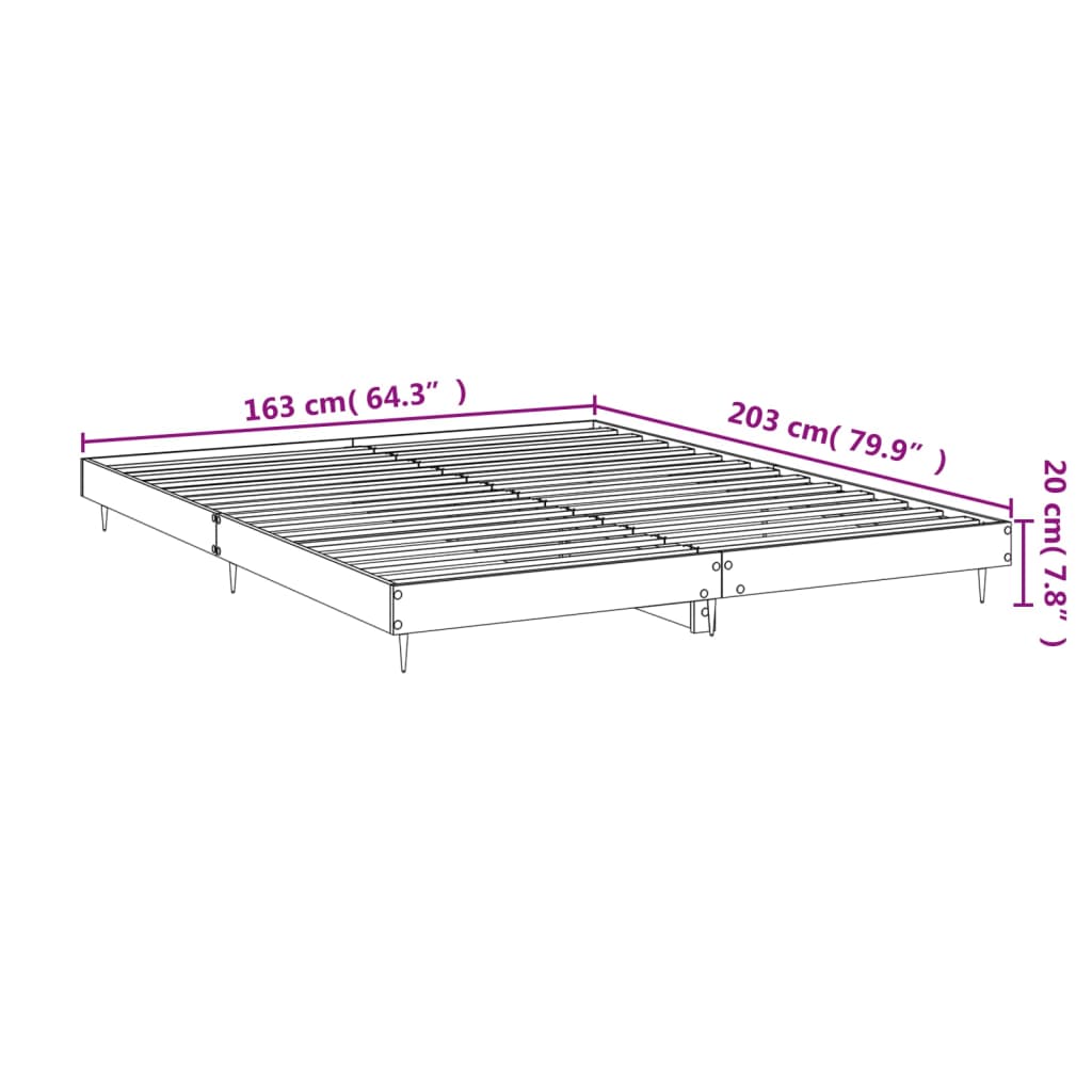 vidaXL sengeramme 160x200 cm uden madras konstrueret træ brunt eg