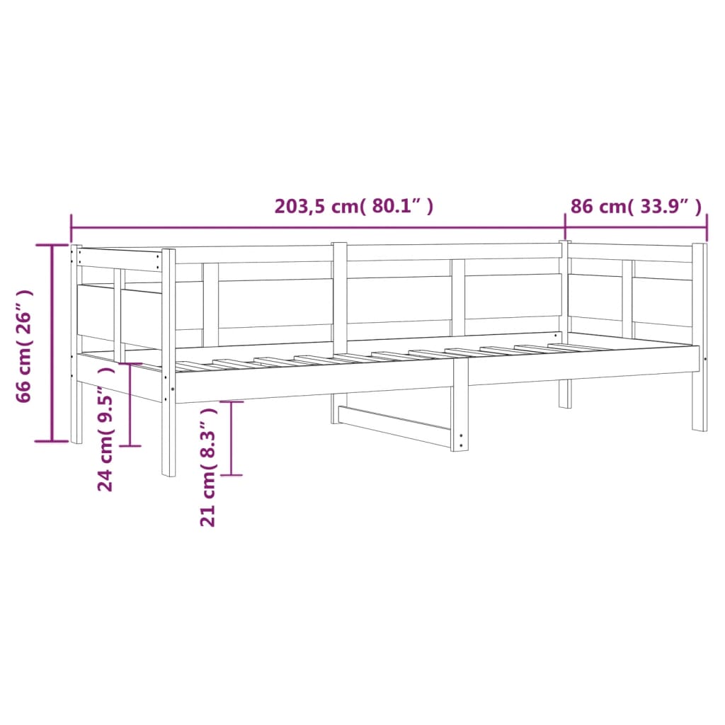 vidaXL daybed 80x200 cm massivt fyrretræ gyldenbrun