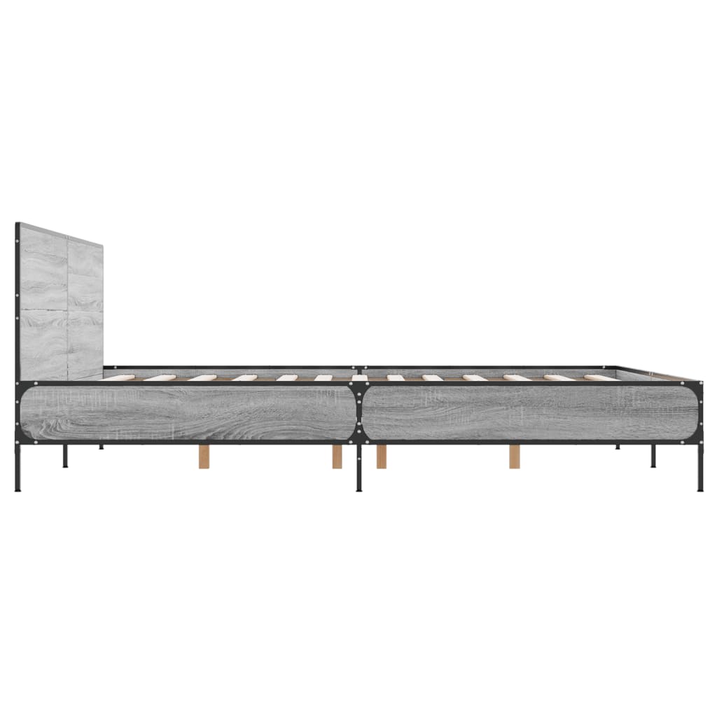 vidaXL sengestel 140x200 cm konstrueret træ og metal grå sonoma-eg