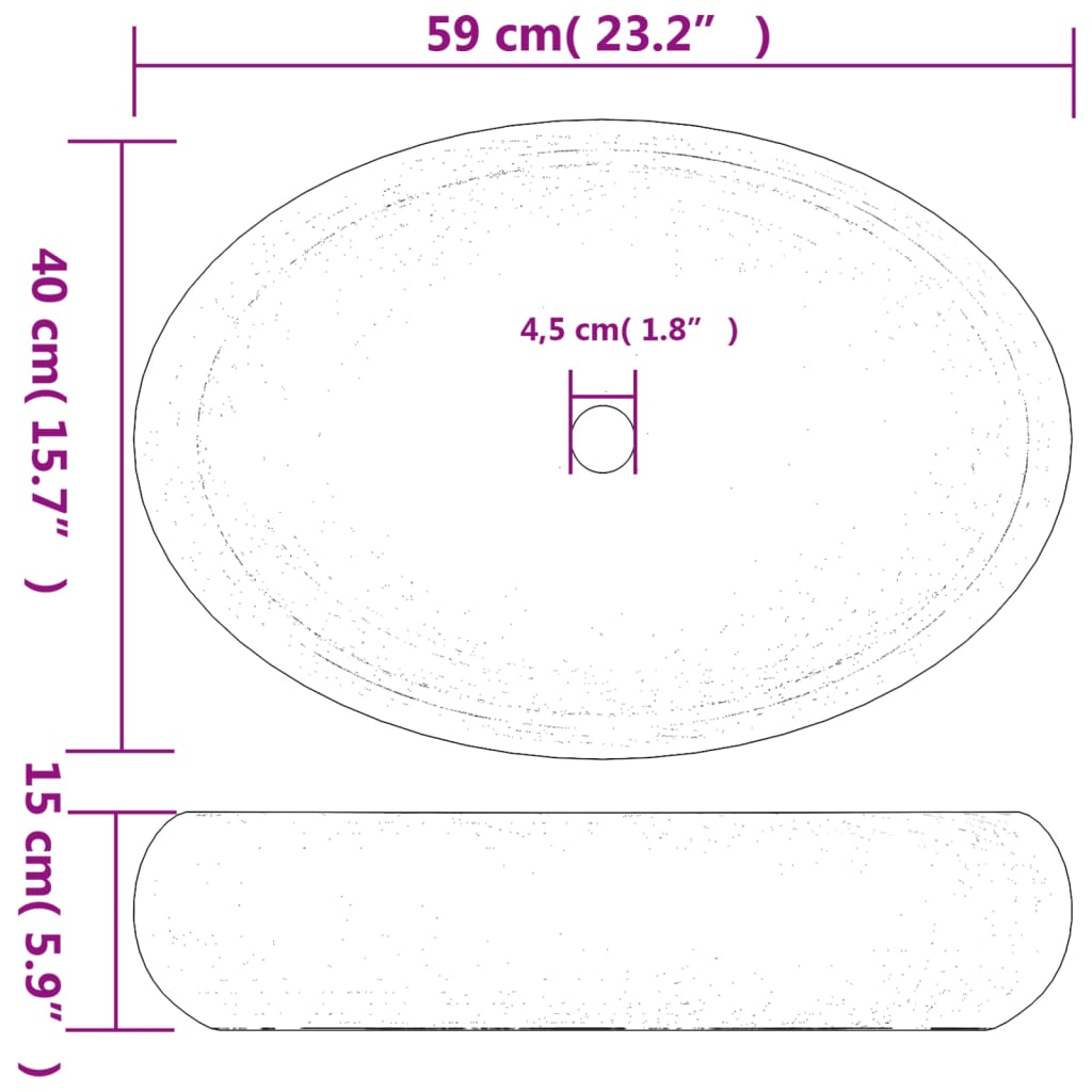 vidaXL håndvask til bordplade 59x40x15 cm oval keramik grå og blå