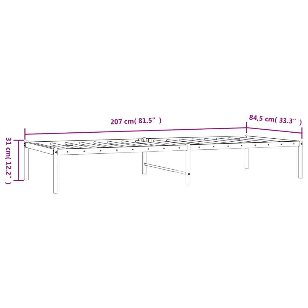 vidaXL sengeramme 80x200 cm metal sort