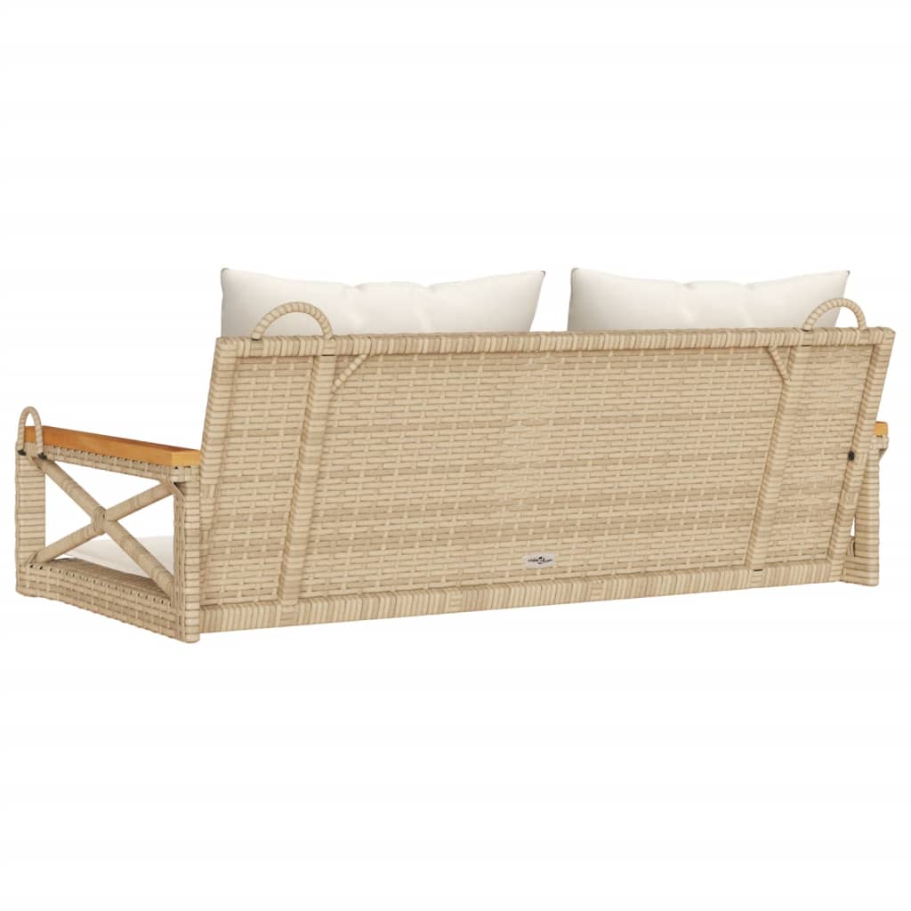 vidaXL havebænk med hynder 109x62x40 cm polyrattan beige