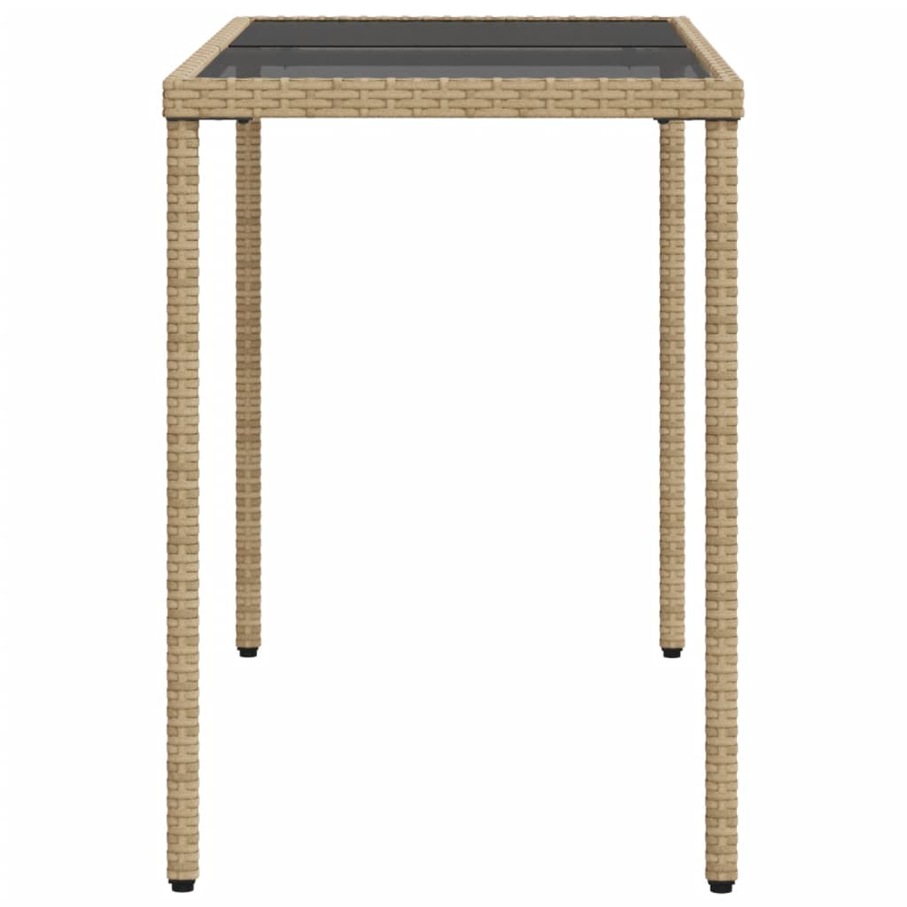 vidaXL havebord med glastop 115x54x74 cm polyrattan beige