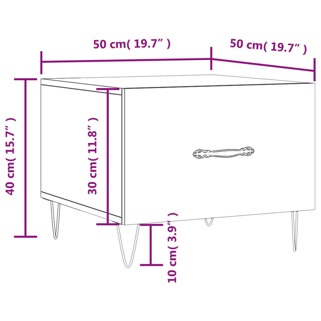 vidaXL sofabord 50x50x40 cm konstrueret træ brun egetræsfarve