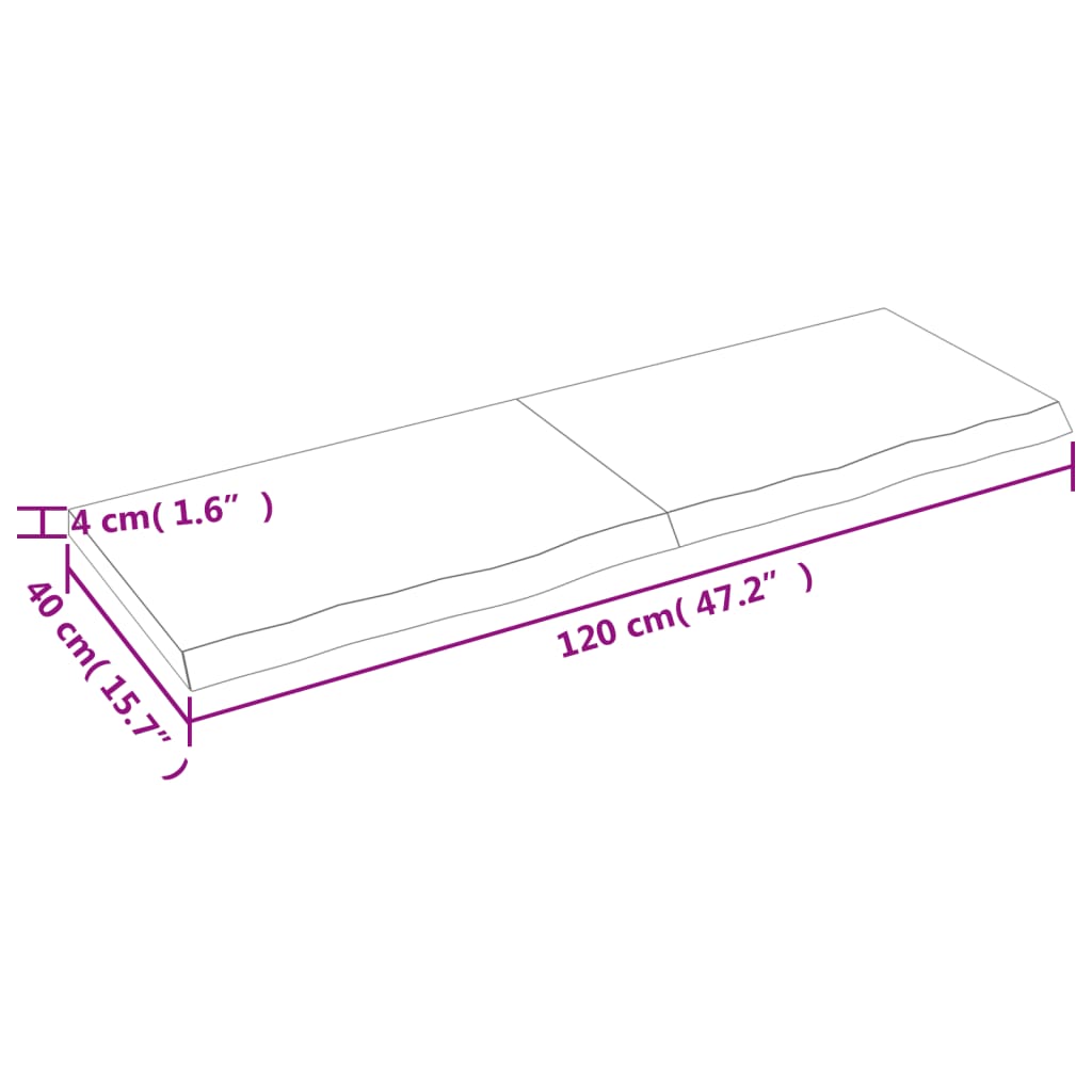 vidaXL bordplade 120x40x(2-4) cm behandlet massivt egetræ mørkebrun