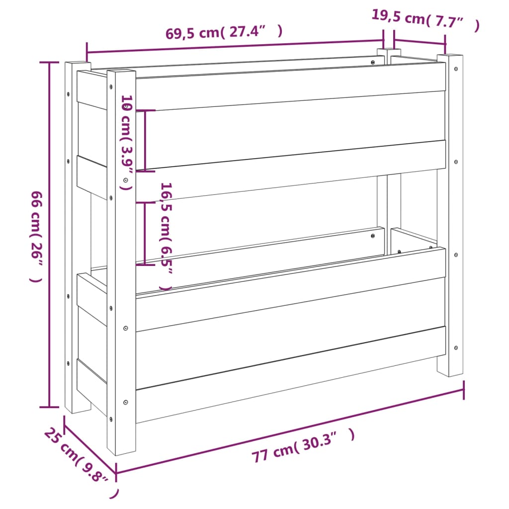 vidaXL plantekasse 77x25x66 cm massivt fyrretræ