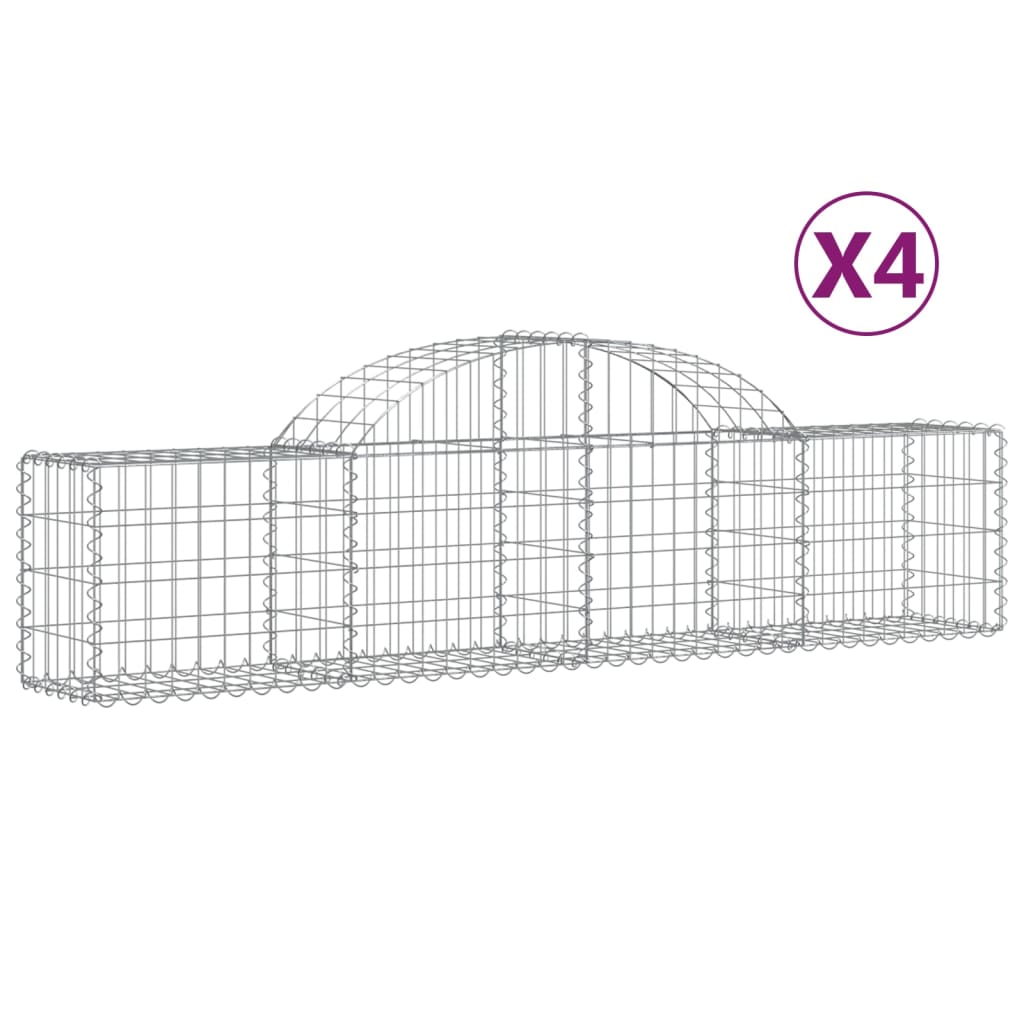 vidaXL buede gabionkurve 4 stk. 200x30x40/60 cm galvaniseret jern