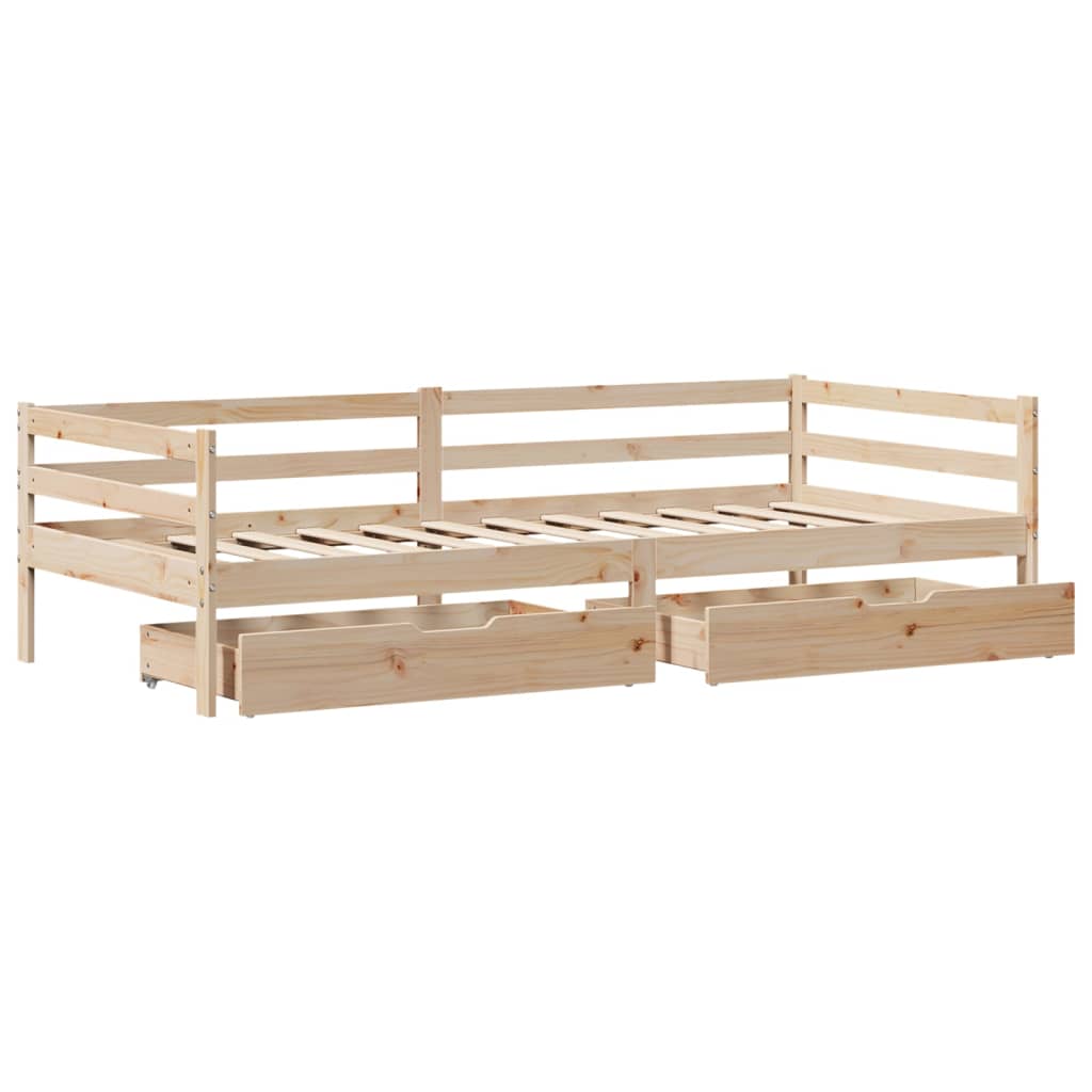 vidaXL daybed med skuffer 90x200 cm massivt fyrretræ