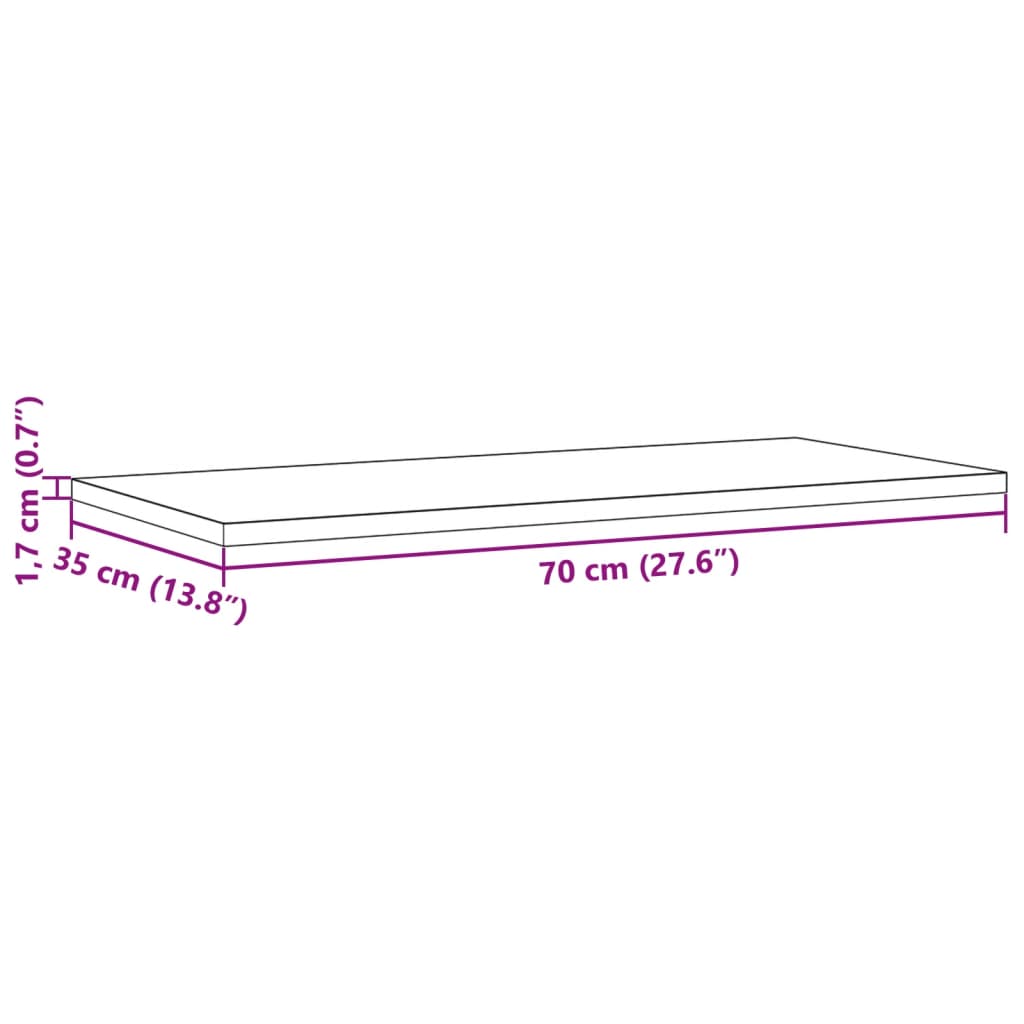 vidaXL bordplader 2 stk. 70x35x1,7 cm rektangulær massivt fyrretræ