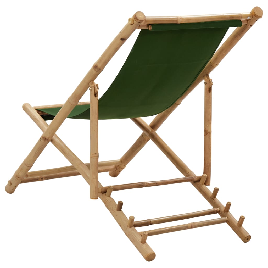 vidaXL strandstol bambus og kanvas grøn