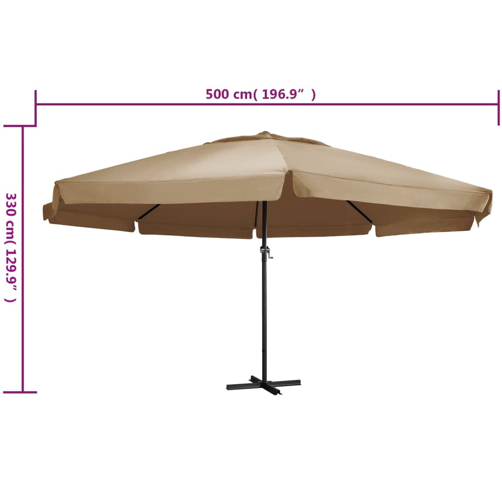 vidaXL udendørs parasol med aluminiumsstang 600 cm gråbrun