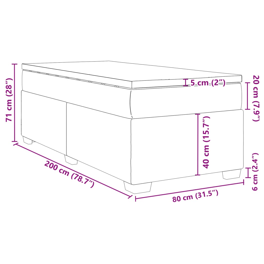 vidaXL kontinentalseng med madras 80x200 cm fløjl sort