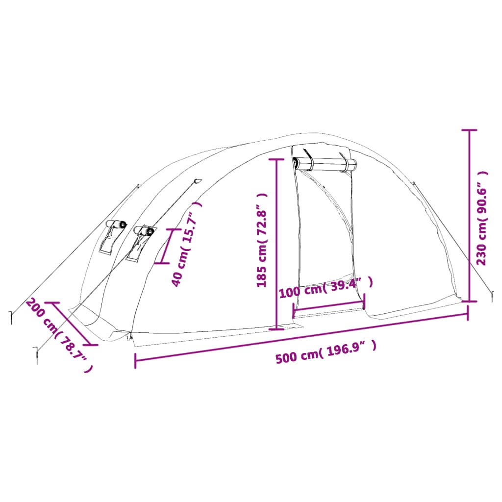 vidaXL drivhus med stålstel 10 m² 5x2x2,3 m grøn