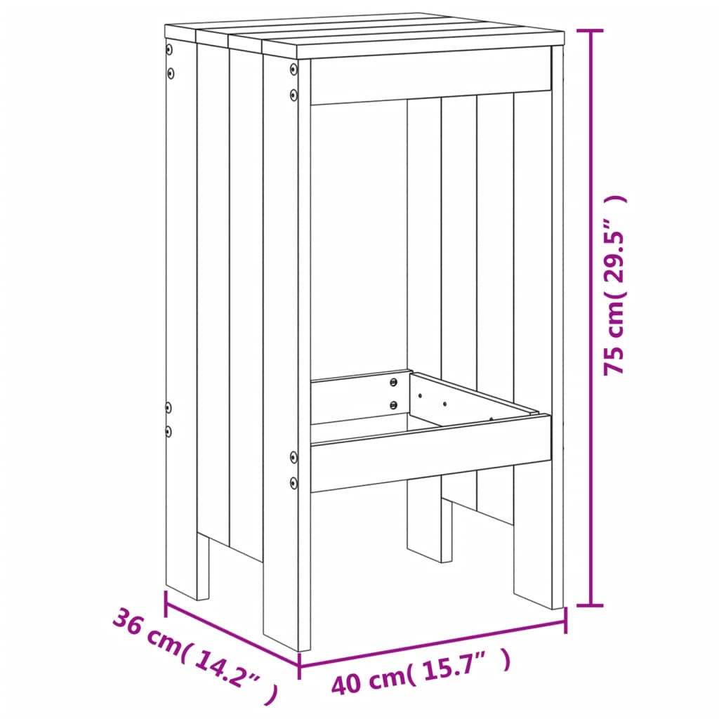 vidaXL barstole 2 stk. 40x36x75 cm massivt fyrretræ gyldenbrun