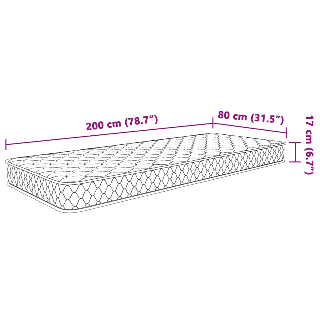 vidaXL madras 80x200x17 cm memoryskum hvid