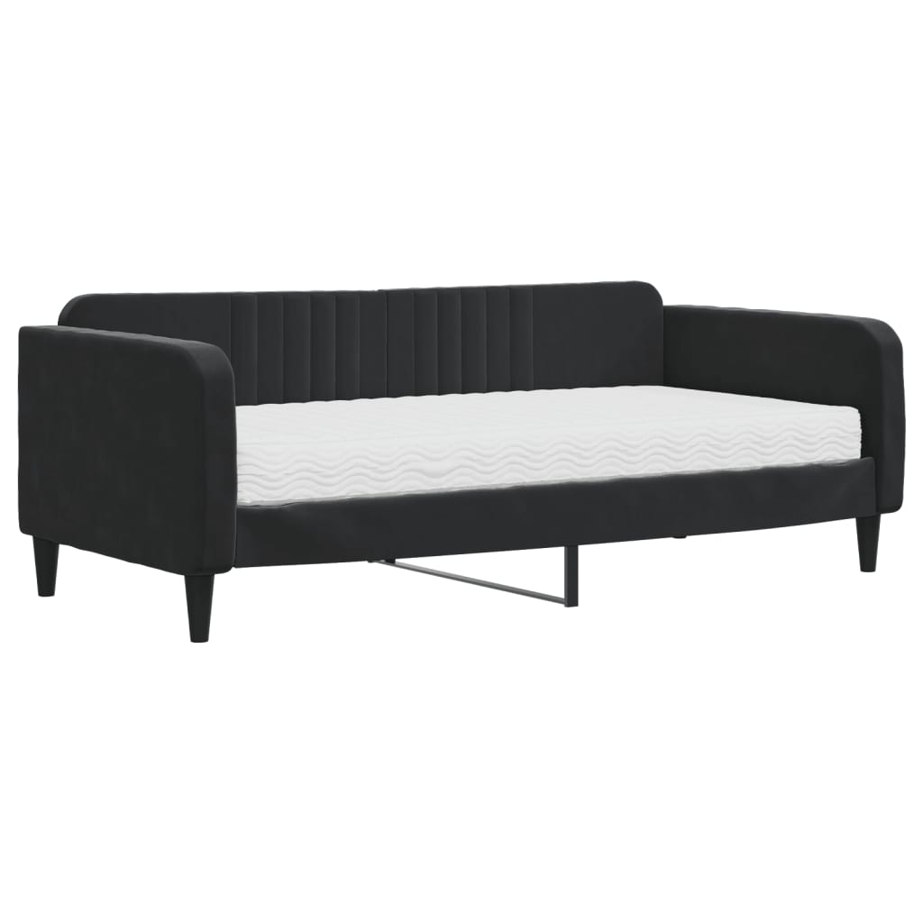 vidaXL daybed med madras 90x190 cm velour sort