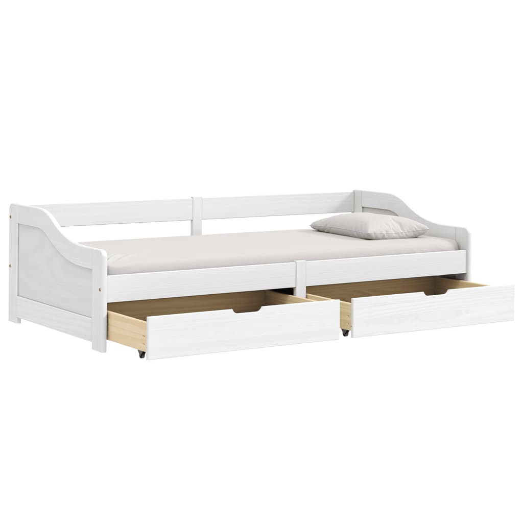 vidaXL daybed med to skuffer IRUN hvid 90x200 cm massivt fyrretræ