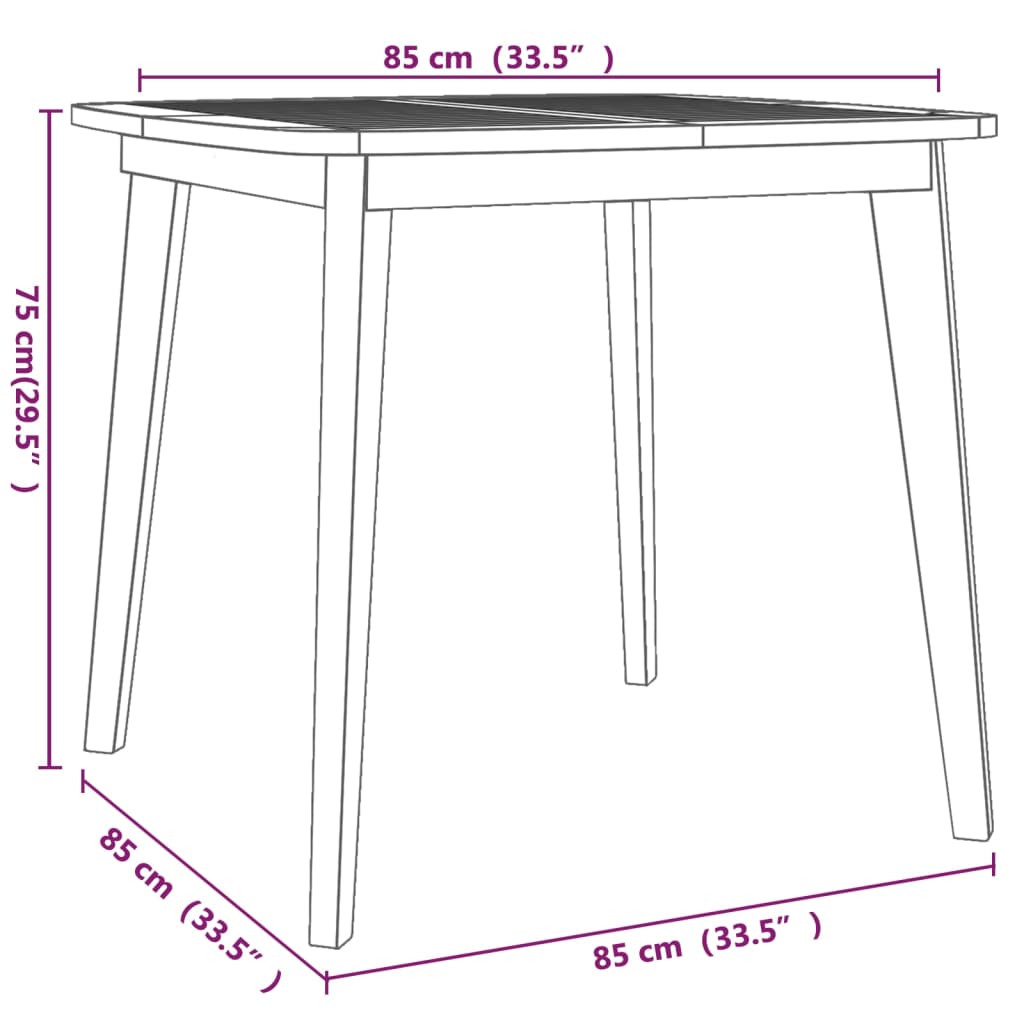 vidaXL havebord 85x85x75 cm massivt akacietræ