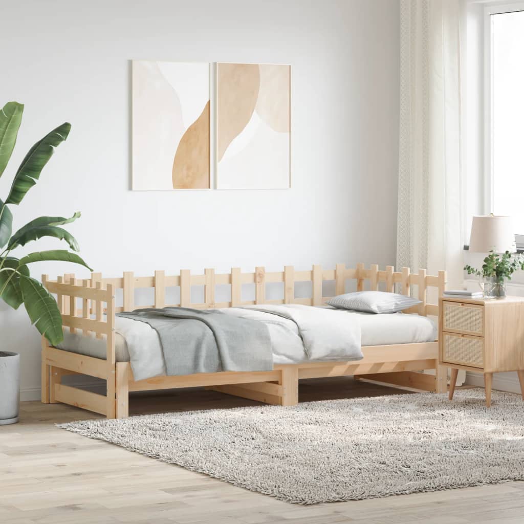 vidaXL daybed med udtræk 2x(90x190) cm massivt fyrretræ