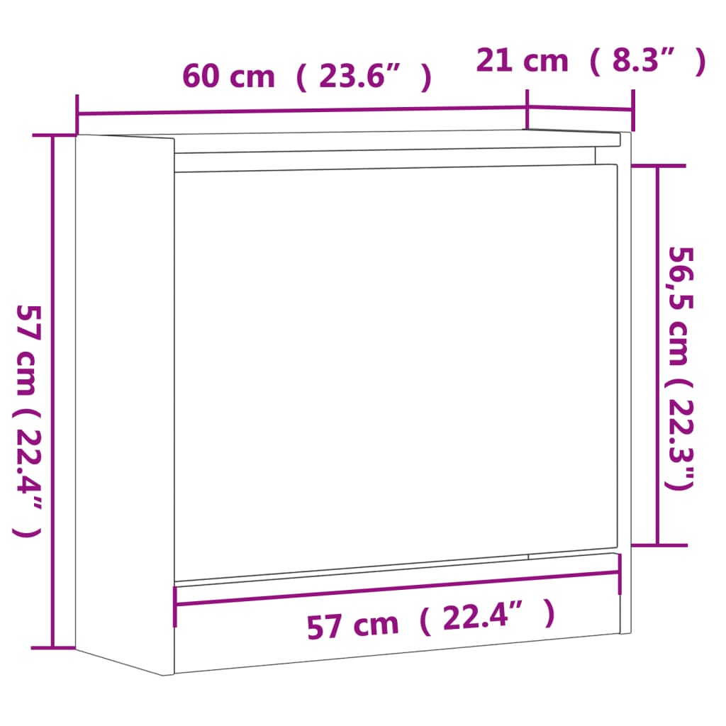 vidaXL skoreol 60x21x57 cm konstrueret træ røget egetræsfarvet