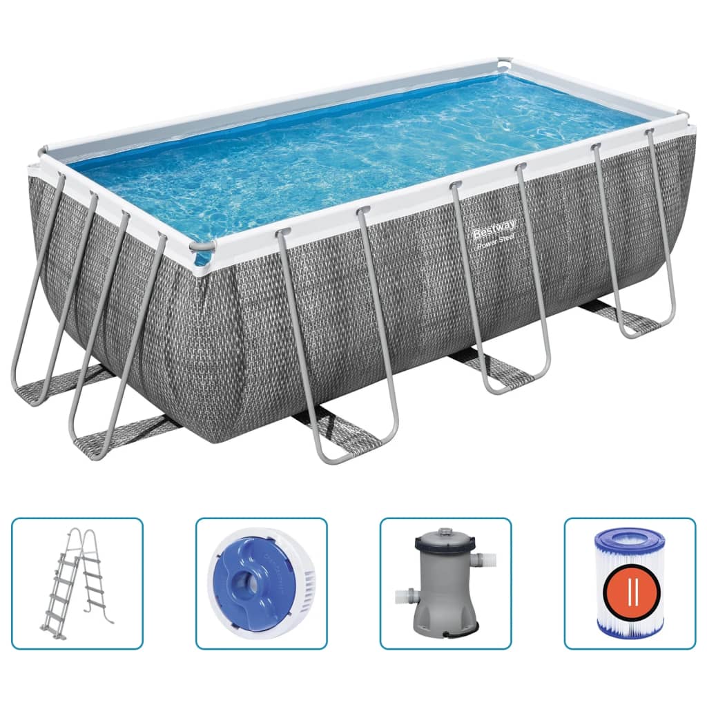 Bestway Power Steel swimmingpoolsæt 412x201x122 cm rektangulær