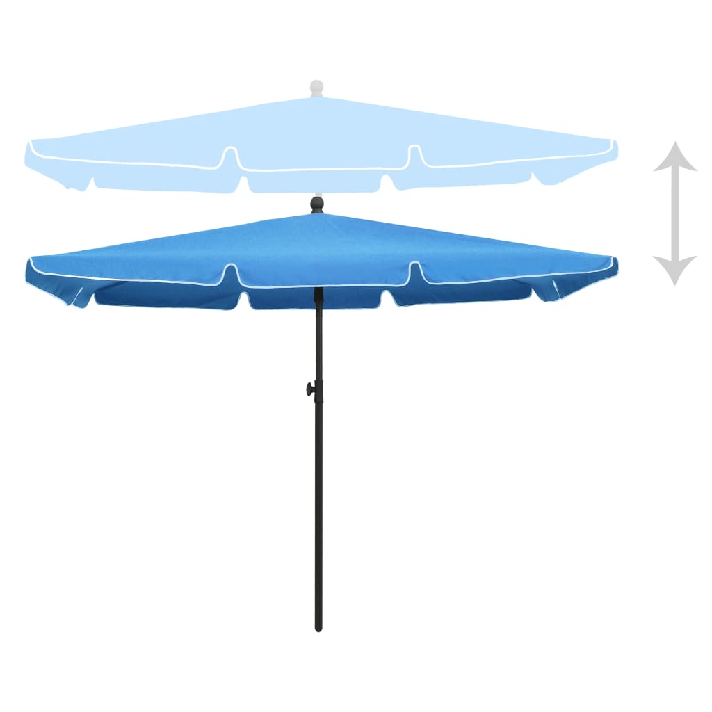 vidaXL parasol med stang 210x140 cm azurblå