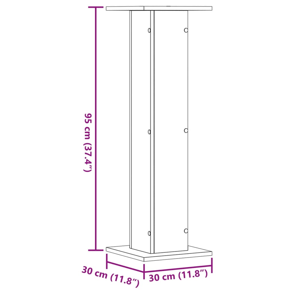 vidaXL højtalerstativer 2 stk. 30x30x95 cm konstrueret træ antikt træ